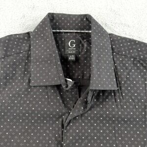 Grafton Shirt Mens Large 16.5 Slim Fit Black Geometric Button Up Dress Shirt